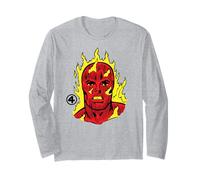 Marvel Fantastic Four Human Torch Big Face Costume Manga Larga