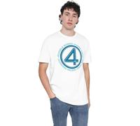 Marvel Fantastic Four Superhero Team T Shirt, White Camiseta, Blanco, XL Unisex Adulto