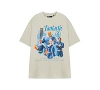 Marvel Fantastic Four T-Shirt | Opciones Graphic Tee for Unisex Adultos | Camiseta de manga corta y cuello redondo | Ropa para científicos, exploradores, protectores y héroes | MCU Merch, beige, XL