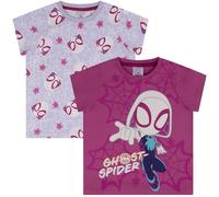 Marvel Ghost Spider, Spiderman, Paquete de 2 Camisetas de Manga Corta para Niñas - 100% Algodón, Multicolor, Multicolor
