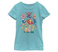 Marvel Girl's Little, Big Group Easter Hunt T-Shirt, Tahi Blue, Small