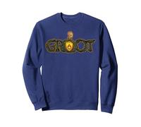 Marvel, Groot, Dibujos Animados, Texto en inglés Sudadera, Unisex para Adultos, Azul Marino, M