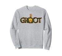 Marvel, Groot, Dibujos Animados, Texto en inglés Sudadera, Unisex para Adultos, Gris Jaspeado, XL