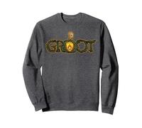 Marvel, Groot, Dibujos Animados, Texto en inglés Sudadera, Unisex para Adultos, Jaspeado Oscuro, XXL
