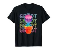Marvel Groot Headphones & Flowerpot Rainbow Colors Camiseta