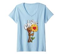Marvel Guardians I AM GROOT Daisy Flower Valentine's Camiseta Cuello V