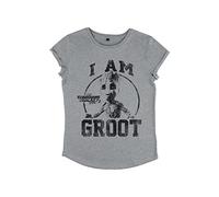 Marvel Guardians of The Galaxy 2-Camiseta de Manga Corta para Mujer, Gris, S