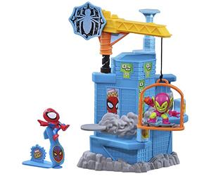Marvel Hasbro Stunt Squad - Set de Juego Crane Smash con Spider-Man vs. Duende Verde, Figuras de superhéroes de 3.5 cm