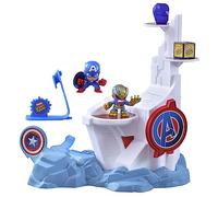Marvel Hasbro Stunt Squad Set de Juego Tower Smash con Capitán América vs. Thanos Figuras de Acción de 3,5 cm