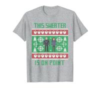 Marvel Hawkeye Clint Barton Kate Bishop Ugly Holiday Sweater Camiseta, Hombre, Gris Jaspeado, XL