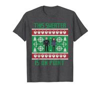 Marvel Hawkeye Clint Barton Kate Bishop Ugly Holiday Sweater Camiseta, Hombre, Jaspeado Oscuro, 3XL