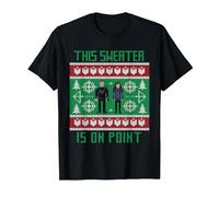 Marvel Hawkeye Clint Barton Kate Bishop Ugly Holiday Sweater Camiseta, Hombre, Negro, M