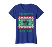 Marvel Hawkeye Clint Barton Kate Bishop Ugly Holiday Sweater Camiseta, Mujer, Azul Real, S