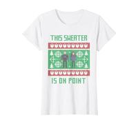 Marvel Hawkeye Clint Barton Kate Bishop Ugly Holiday Sweater Camiseta, Mujer, Blanco, L