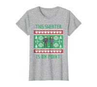 Marvel Hawkeye Clint Barton Kate Bishop Ugly Holiday Sweater Camiseta, Mujer, Gris Jaspeado, L