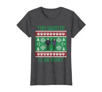 Marvel Hawkeye Clint Barton Kate Bishop Ugly Holiday Sweater Camiseta, Mujer, Jaspeado Oscuro, S
