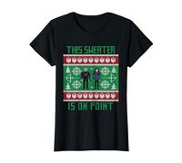 Marvel Hawkeye Clint Barton Kate Bishop Ugly Holiday Sweater Camiseta, Mujer, Negro, XS