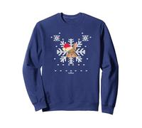 Marvel Hawkeye Navidad Snowflake Puppy In A Santa Hat Sudadera, Unisex para Adultos, Azul Marino, M
