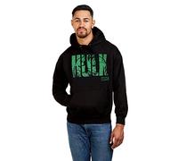 Marvel Hulk Text Capucha, Negro (Black Blk), Medium para Hombre