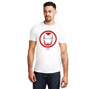 Marvel Iron Man Emblem-Mens T Shirt XLG Camiseta, Blanco (White Wht), X-Large para Hombre