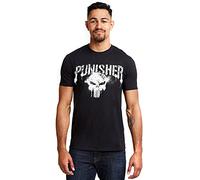 Marvel Punisher Text Camiseta, Black, Small para Hombre