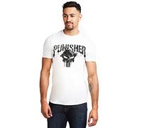 Marvel Hombre Punisher Text Camiseta Not Applicable, White, Small