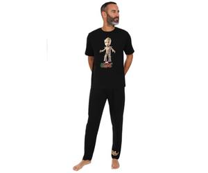 Marvel Hombres Guardians Of The Galaxy Groot Conjunto de pijamas largos de Noche y para estar en casa, Negro, L