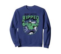 Marvel Hulk Busy Gettin Ripped Workout Sudadera, Unisex para Adultos, Azul Marino, L