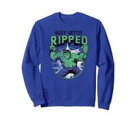 Marvel Hulk Busy Gettin Ripped Workout Sudadera, Unisex para Adultos, Azul Real, L