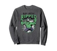 Marvel Hulk Busy Gettin Ripped Workout Sudadera, Unisex para Adultos, Jaspeado Oscuro, L