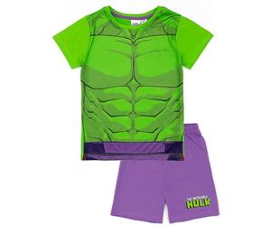 Marvel Hulk Conjunto de Pijama para Niño | Camiseta y pantalón Corto de Hulk para Niño | Poderoso diseño Verde y Morado | Mercancía Oficial pequeños superhéroes