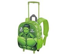 Marvel Hulk Rage-Mochila 3D con Ruedas Pequeña, Verde, 26 x 34 cm, Capacidad 7 L