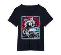 Marvel Infinity War Rocket Raccoon - Camiseta Abstracta Digital Camiseta, Mujer Tallas Grandes, Negro, 1XL Grande