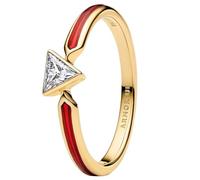 Marvel Iron Man 14 k Gold-Plated Ring with Clear Cubic Zirconia and Red Enamel