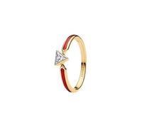Marvel Iron Man 14k Gold-Plated Ring with Clear Cubic Zirconia and Red Enamel