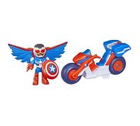 Marvel Iron Man and His Awesome Friends, Capitán América: Sam Wilson Super Bike, Figura de acción y Moto de Juguete