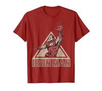 Marvel Iron Man Power Triangle Retro Vintage Camiseta, Hombre, Arándano, L