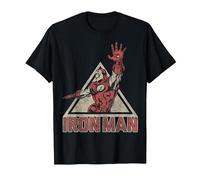 Marvel Iron Man Power Triangle Retro Vintage Camiseta, Hombre, Negro, 6XL