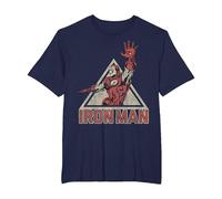 Marvel Iron Man Power Triangle Retro Vintage Camiseta, Hombre Tallas Grandes, Azul Marino, 5X Alto