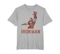 Marvel Iron Man Power Triangle Retro Vintage Camiseta, Hombre Tallas Grandes, Gris Jaspeado, 2X Alto