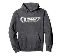 Marvel Iron Man Stark Industries Logo White Sudadera con Capucha, Unisex para Adultos, Jaspeado Oscuro, M