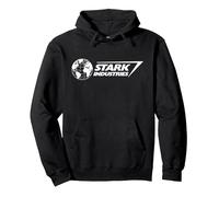 Marvel Iron Man Stark Industries Logo White Sudadera con Capucha, Unisex para Adultos, Negro, XL