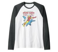 Marvel Iron Man The Invincible Iron Man Classic Art Vintage Camiseta Manga Raglan