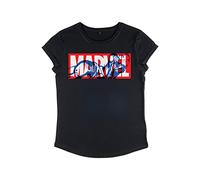 Marvel Iron Women's Rolled Sleeve T-Shirt, Camiseta Mujer, Negro, S