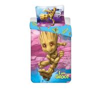 Marvel Juego de cama I am Groot Guardianes de la Galaxia, funda nórdica de 140 x 200 cm, funda de almohada de 70 x 90 cm, 100% algodón, multicolor (reversible)