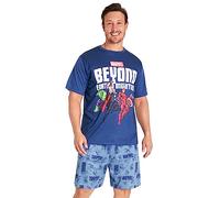 Marvel Juego de Pijama Corto para Hombre. Pijama de Verano en poliéster con Estampado de los superhéroes (3XL, Azul)