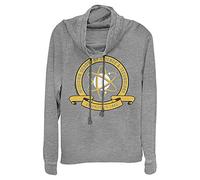 Marvel Junior's Universe Midtown School Emblem Women's Long Sleeve Cowl Neck Pullover, Gray Heather, 4X-Large