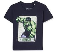 Marvel Legend Icon Officiel The Incredible Hulk imprimé T-Shirt pour Garçon Col RAS du COU Manches Courtes Coton Coupe régulière,Navy_Taille 6 ANS
