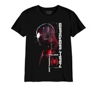 Marvel Legend Icon Officiel Tricolor Mask Morales imprimé T-Shirt pour Garçon Col RAS du COU Manches Courtes Coton Coupe régulière,Noir_Taille 8 ANS