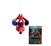 Marvel Legends Series, Magic: The Gathering, Spider-Man con daños de Batalla, Figura de acción con Carta Exclusiva Metalizada de colección